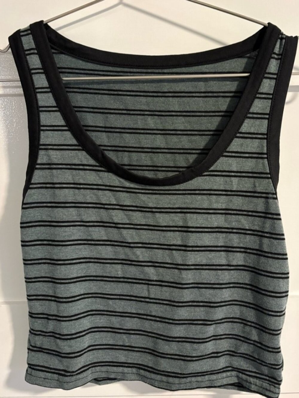 Sleeveless Striped Tank Top - Black Trim.